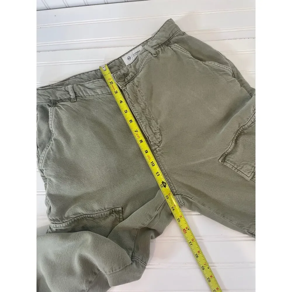 AG Adriano Goldschmied Womens Cargo Pants Khaki Straight Leg Cropped Size 30